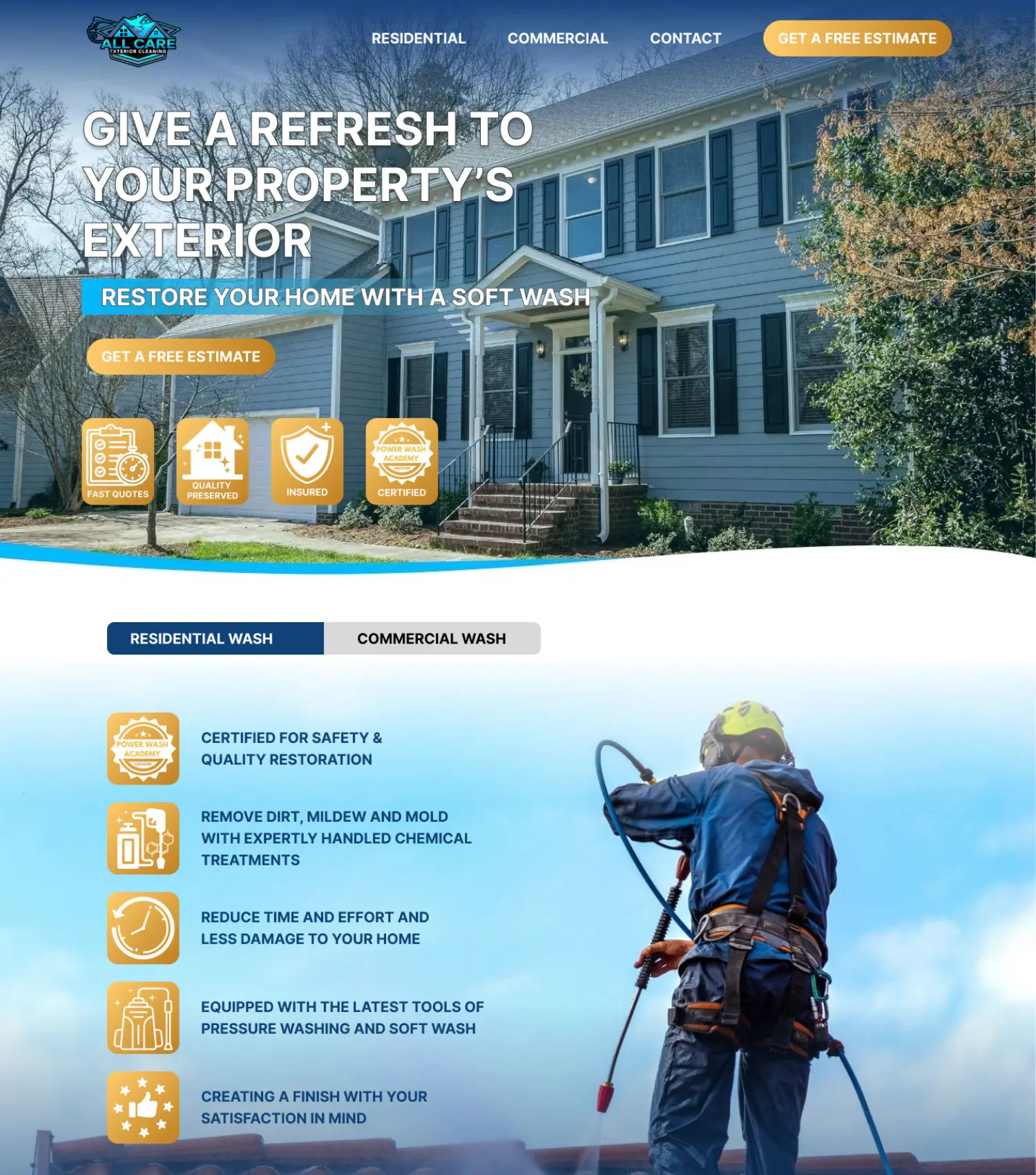 Preview of the homepage of All Care Exterior Cleaning