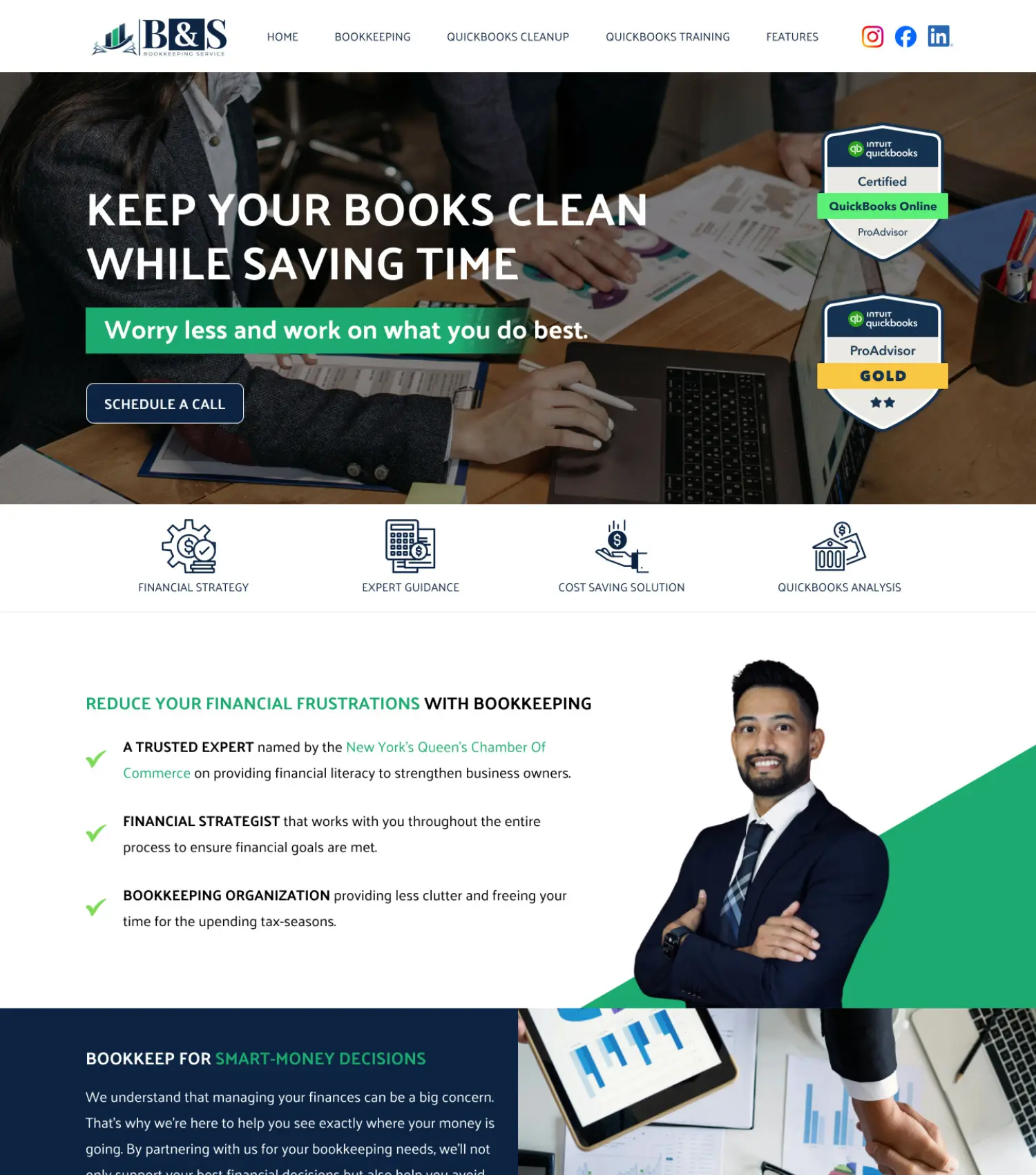 Preview of the homepage of BNS Bookkeeping Services