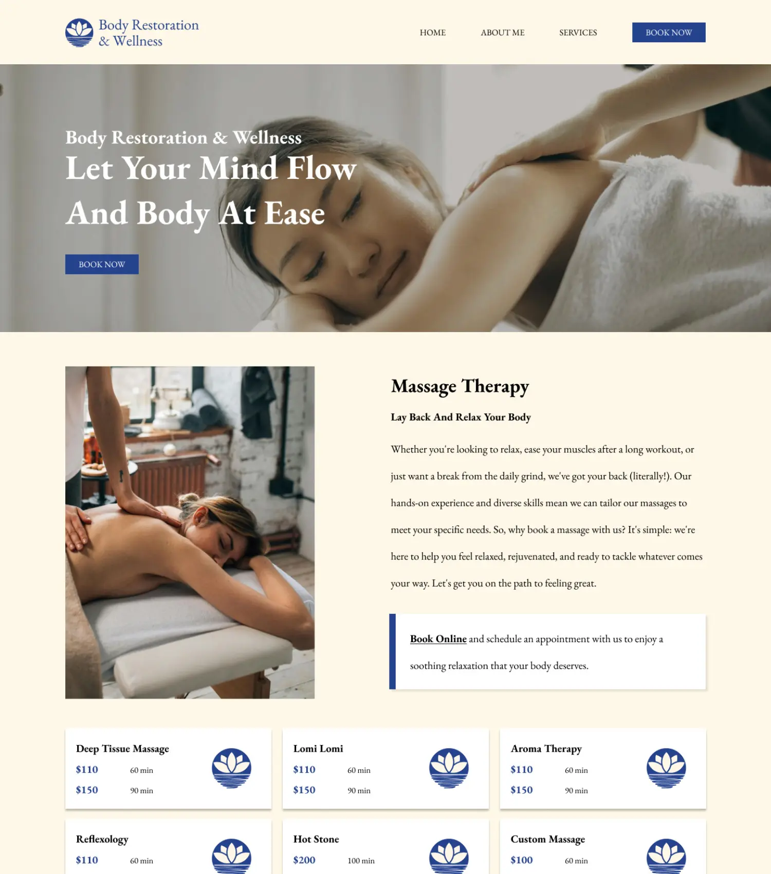 Preview of the homepage of Body Restoration and Wellness