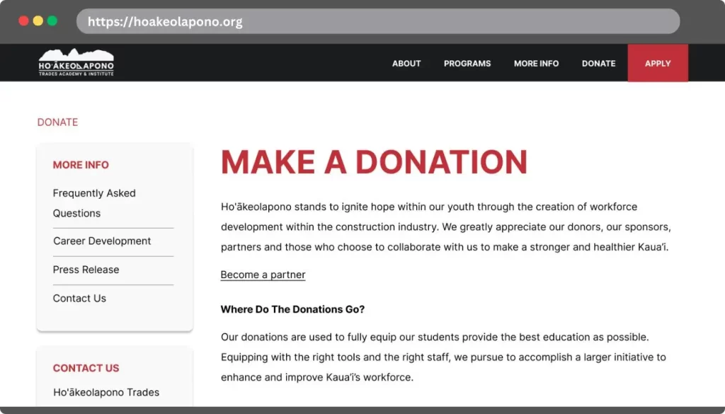 case study web design donation page