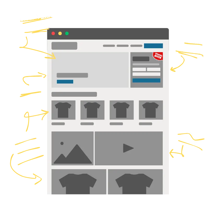 web design ecommerce wireframe